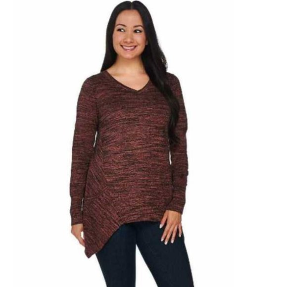 LOGO Melange Sharkbite Hem Sweater L - Picture 1 of 6